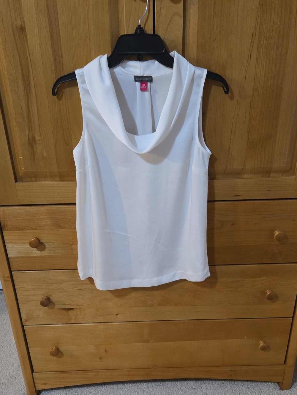 Vince Camuto White Sleeveless Cowl Neck Shell